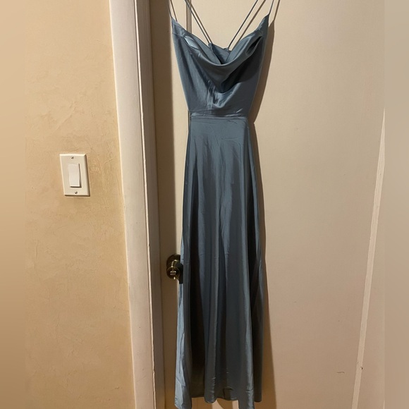 SOLD Satin Dress NWT Blue XS Runaway The Label - Picture 11 of 11